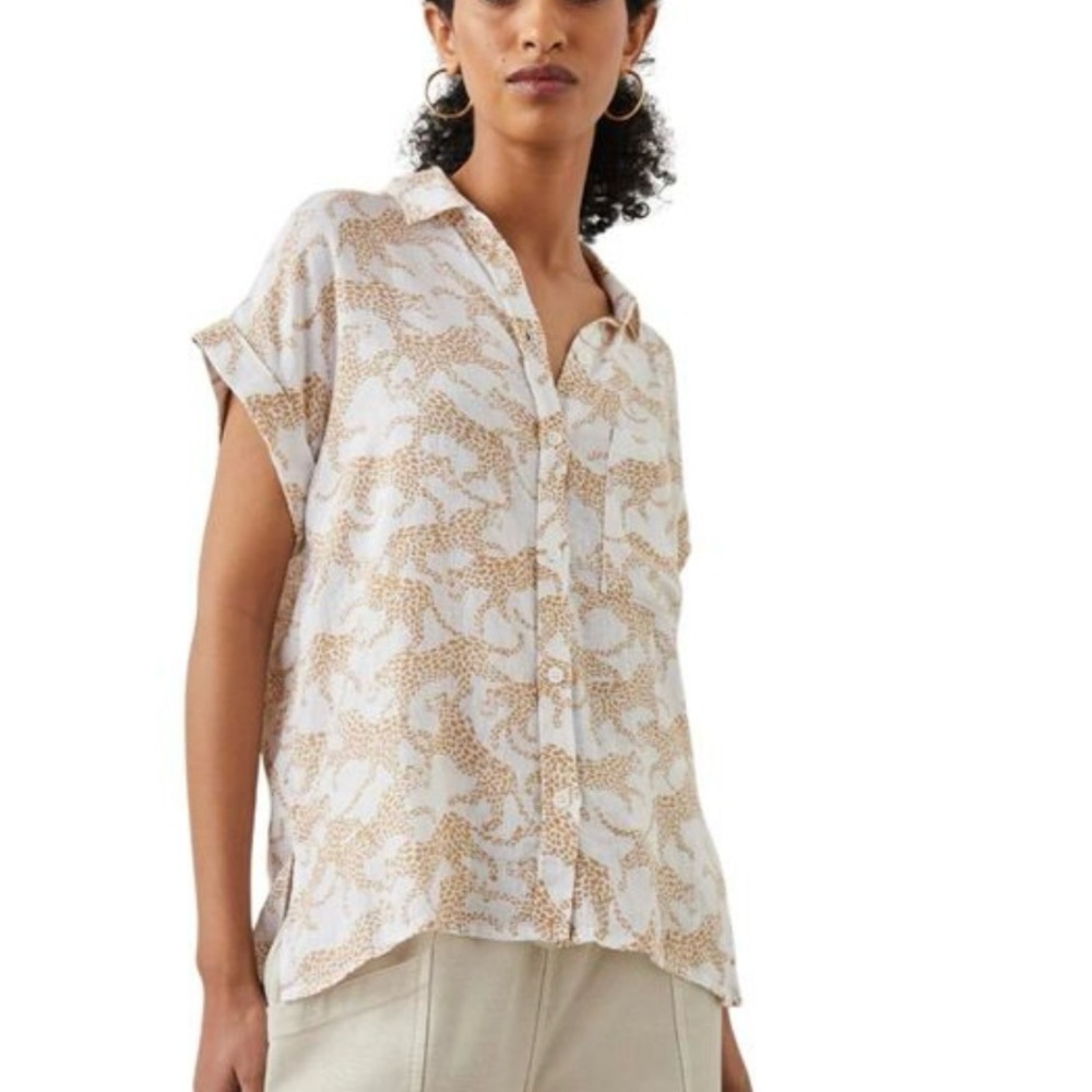 Rails Whitney Gold Cheetah Button-Up Blouse